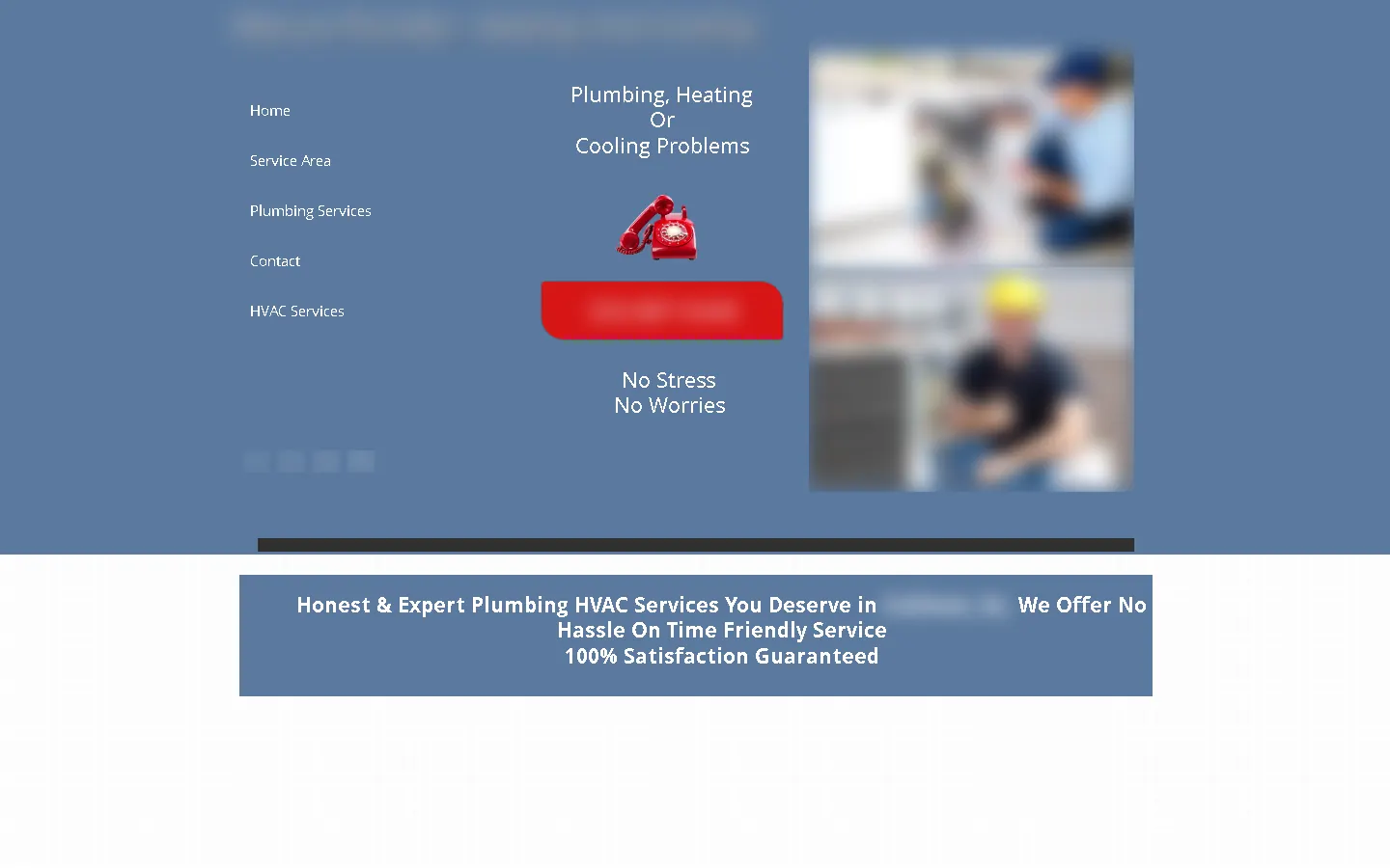 Their old website, with the business name, logo and phone number blurred